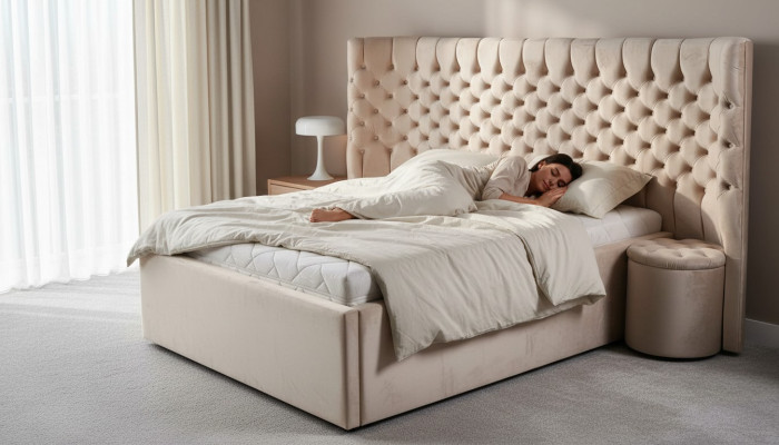Lit Table de chevet Set de chambre 3 pièces de luxe Mobilier complet neuf