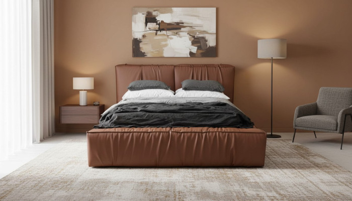 Lits Hôtel Imitation cuir 180x200cm Mobilier de luxe Lit rembourré Design Lit