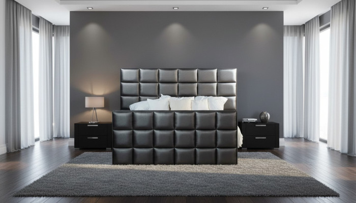 Chambre Lits Lits en imitation cuir lit de luxe sommier tapissier 180 x 200 cm