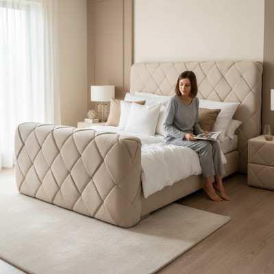 Meubles de chambre de luxe Lits Cadre de lit moderne 140x200 cm Tête de lit design