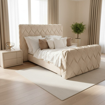 Meubles de chambre de luxe Lits Cadre de lit moderne 140x200 cm Tête de lit design