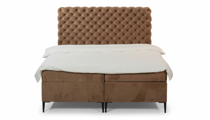 Textile Lit Marron Luxueux Double Design de Chambre Chesterfield Beds