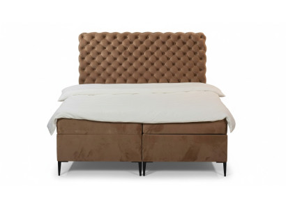 Textile Lit Marron Luxueux Double Design de Chambre Chesterfield Beds