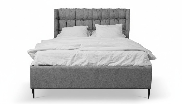 Lit double gris Classique Chambre à coucher Meubles de design Lit en tissu élégant