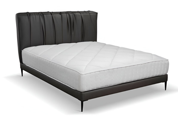 Lit double rembourré gris Cadres de lits Sommier à lattes Design Élégant Lit en tissu