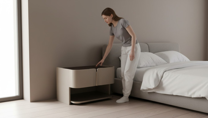 Table de chevet design gris Console Tables d'appoint Chambre à coucher Bois de luxe
