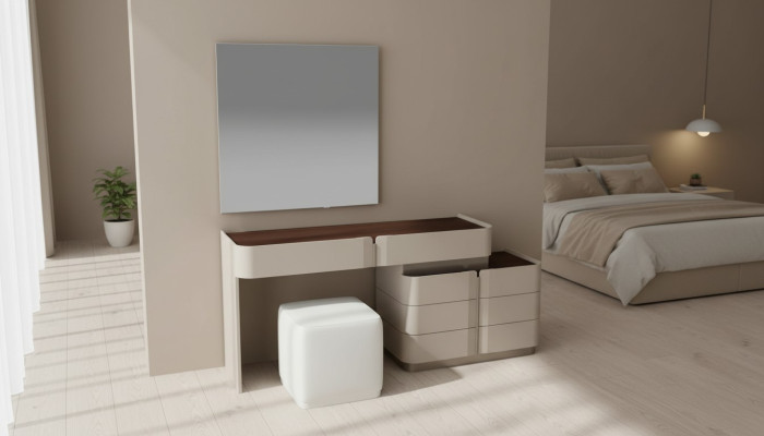Coiffeuse miroir chic blanc tabouret ensemble complet chambre à coucher neuf 3 pièces
