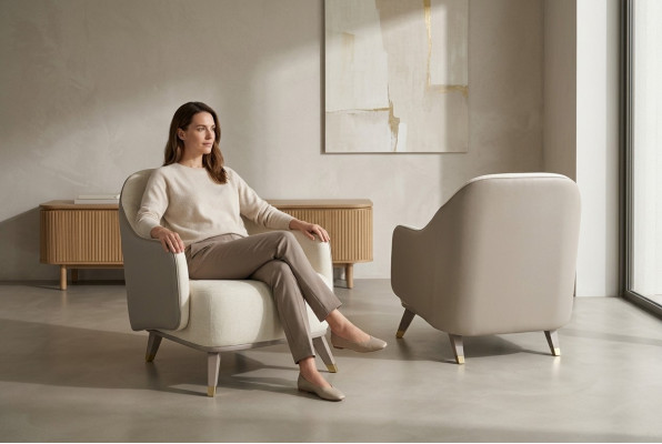Fauteuil 1 place Canapés rembourrés Design Luxe Tissu Canapé Blanc Neuf