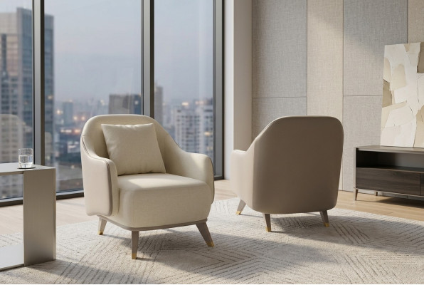 Fauteuil 1 place Canapés rembourrés Design Luxe Tissu Canapé Blanc Neuf