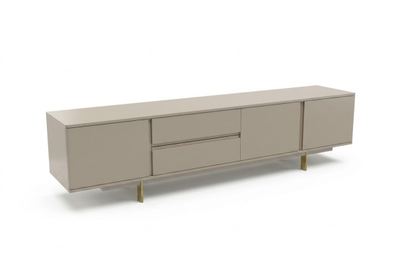 Meuble TV mural de luxe Support TV Armoire Basse en bois Salon Beige Mobilier
