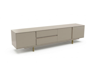 Meuble TV mural de luxe Support TV Armoire Basse en bois Salon Beige Mobilier