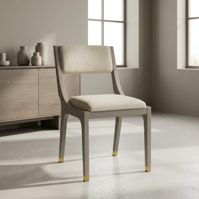 Chaise de designer Chaise de salle à manger Tissu Blanc Bois massif neuf