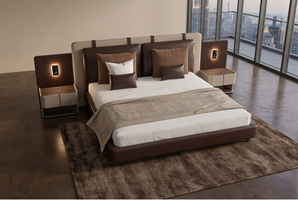 Table de chevet de chambre de luxe Lits Lits 3 pièces Ensemble complet Design Ameublement