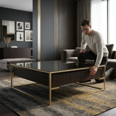 Conception Table basse de luxe Table basse de salle à manger moderne Table basse en bois