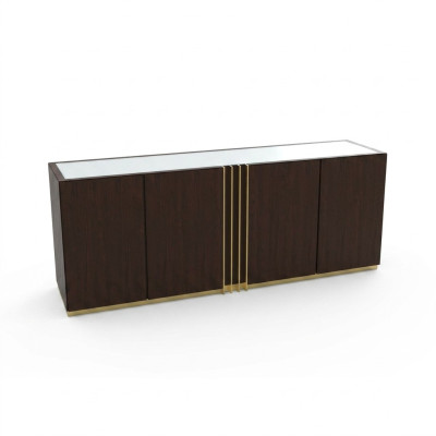 Salle de séjour Commode Buffet bas Marron Buffet en bois Mobilier moderne 208x49x80cm