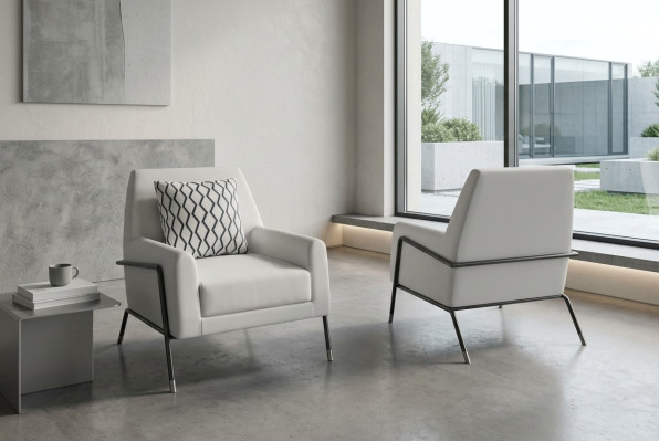 Fauteuil de designer Mobilier de salon Ameublement Blanc Textile Chaise TV Salon