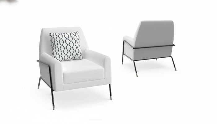 Fauteuil de designer Mobilier de salon Ameublement Blanc Textile Chaise TV Salon