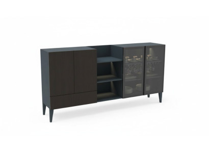 Meuble moderne en bois buffet bahut commode marron noir neuf