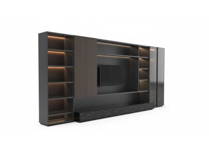 Unité murale moderne Salle de séjour Unité murale Moderne Marron Bois Armoire