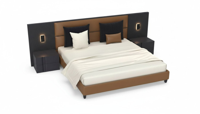 Table de chevet de chambre de luxe Lits Lit 3 pièces Design Mobilier Ensemble complet