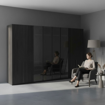 Garde-robe Chambre Armoire de Luxe 8 portes Armoire Noire