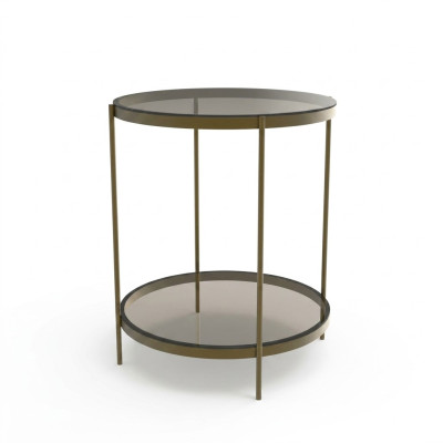 Table d'appoint en verre élégante, luxueuse et moderne de couleur grise. Nouvelle table basse.