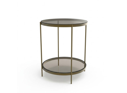 Table d'appoint en verre élégante, luxueuse et moderne de couleur grise. Nouvelle table basse.
