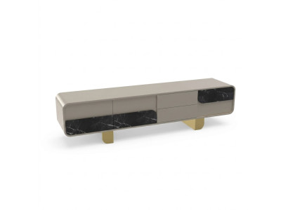 Meuble TV Armoire TV Lowboard Classique Gris Bois Moderne Salon Nouveau