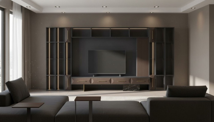 Unité murale luxueuse Mobilier de salon Support TV en bois Conception moderne nouveau