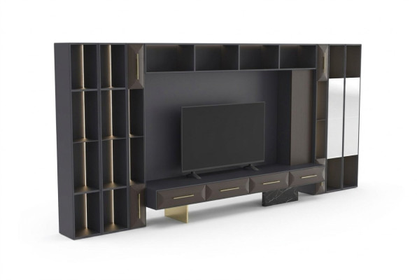 Unité murale luxueuse Mobilier de salon Support TV en bois Conception moderne nouveau