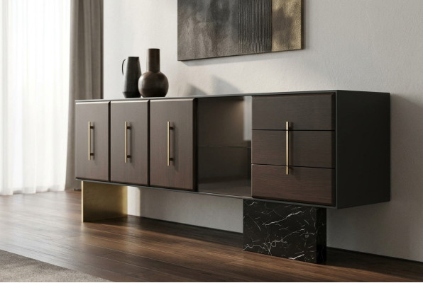 Meuble moderne de luxe en bois avec tiroirs, design TV Stand nouveauté