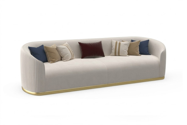 Canapé 3 places rembourré style moderne en tissu de luxe blanc
