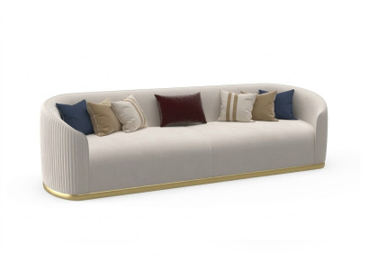 Canapé 3 places rembourré style moderne en tissu de luxe blanc