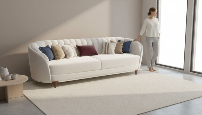 Canapé blanc moderne dans le salon exclusif s 3 canapés 3 places 250 cm de luxe