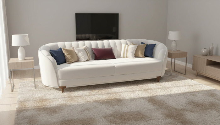 Canapé blanc moderne dans le salon exclusif s 3 canapés 3 places 250 cm de luxe