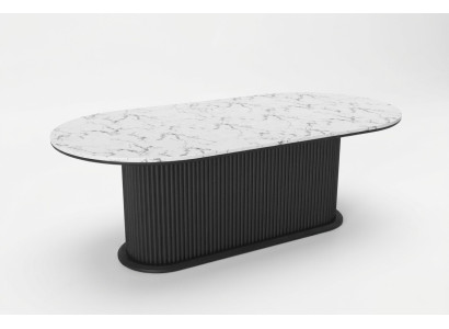 Table à manger en bois Table à manger moderne ovale noire Mobilier de table moderne nouveau