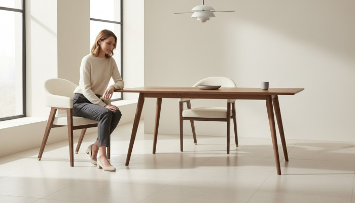 Chaises design Rembourrage Chaise d'hôtel Tissu Bois Mobilier de salle à manger neuf