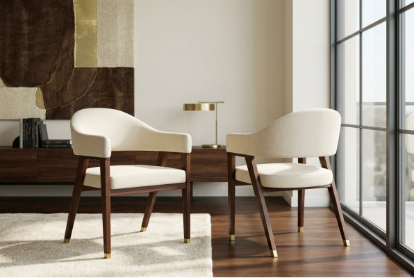 Chaises design Rembourrage Chaise d'hôtel Tissu Bois Mobilier de salle à manger neuf