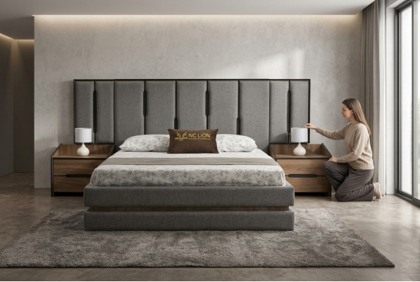 Ensemble de chambre moderne 3 pièces Lit élégant 2x tables de chevet Complet