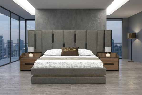 Ensemble de chambre moderne 3 pièces Lit élégant 2x tables de chevet Complet