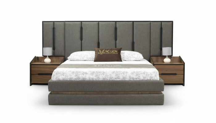 Ensemble de chambre moderne 3 pièces Lit élégant 2x tables de chevet Complet