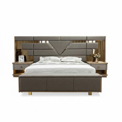 Lit Table de chevet 3 pièces Ensemble de chambre Design Moderne Luxe Élégant Complet