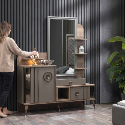 Conception Coiffeuse avec Miroir Mobilier de Luxe Chambre à Coucher 2 pièces. nouveau