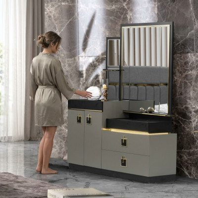 Coiffeuse avec miroir Console Commodes en bois Chambre moderne