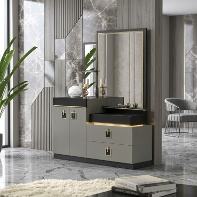 Coiffeuse avec miroir Console Commodes en bois Chambre moderne
