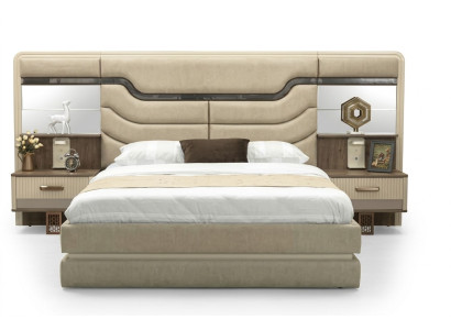 Meubles Lits Lit de luxe 2x Tables de chevet Ensemble de chambre à coucher design 3 pièces.