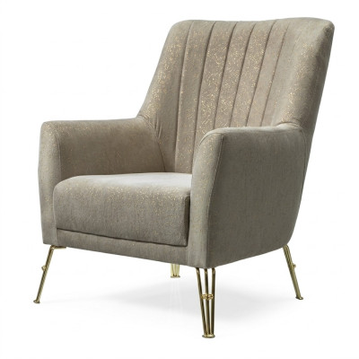 Design Seater Luxury Beige Armchair Relax Wood with stainless steel Armchair new --- Design Seater Luxe Beige Fauteuil Relax en bois avec bras en acier inoxydable nouveau
