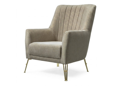 Design Seater Luxury Beige Armchair Relax Wood with stainless steel Armchair new --- Design Seater Luxe Beige Fauteuil Relax en bois avec bras en acier inoxydable nouveau