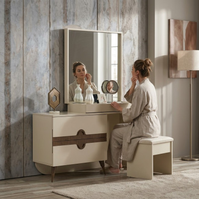 Coiffeuse beige avec miroir Design de meubles de chambre Konso récent