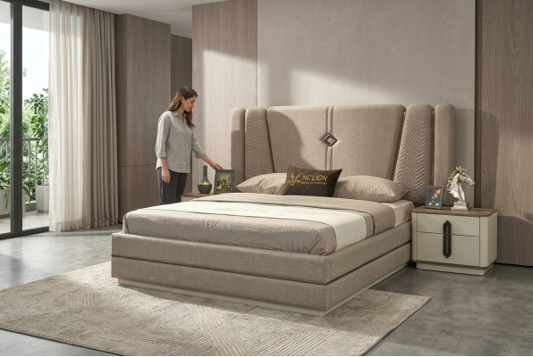 Lit Table de chevet Ensemble de chambre à coucher 3 pièces Design élégant Lits de luxe modernes